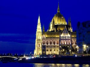 Night on Hungarian Folk Boat - Budapest Parliament